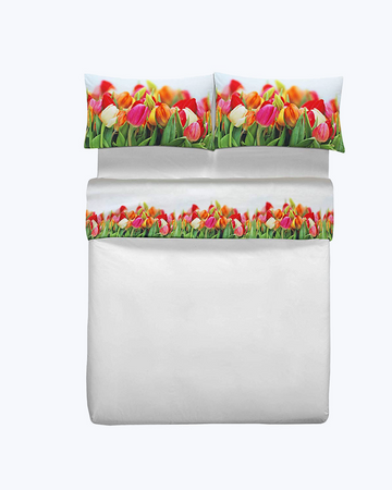 Set Lenzuola in Cotone con Tulipani - Completo Letto Elegante